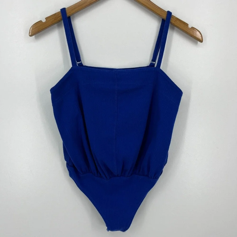 Intimately Free‎ People Bodysuit Women's Size S Blue Strappy Tank Sleeveless